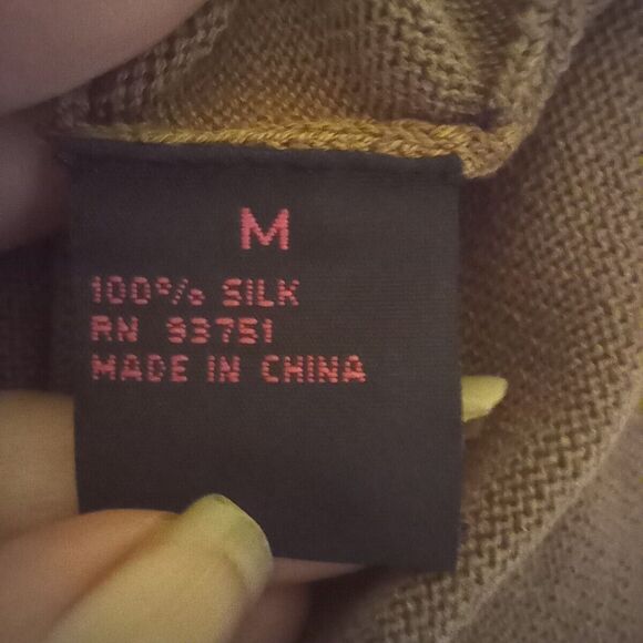 Colour Works Brown Tank-Medium-100% Silk-Sequined Yoke-3D Ribbon Floral - Picture 8 of 8